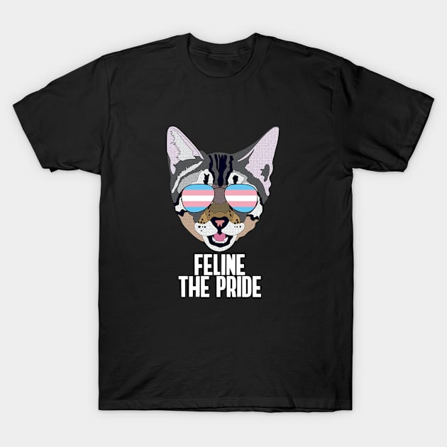 FELINE THE PRIDE - Cute Cat Sunglasses Trans Pride Flag T-Shirt by NightField